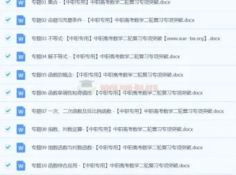 中职专用中职高考数学二轮复习专项突破（精练版）