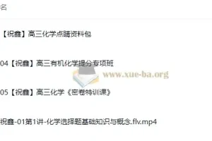 祝鑫2025高三高考化学点睛班课程