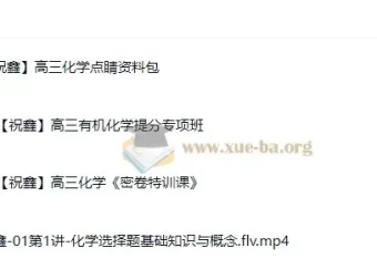 祝鑫2025高三高考化学点睛班课程