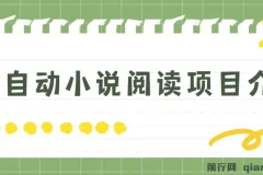 全自动小说阅读项目：纯脚本运营，小白可轻易上手