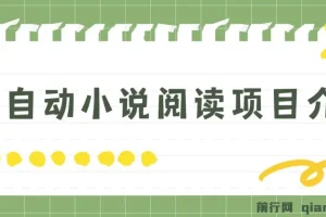 全自动小说阅读项目：纯脚本运营，小白可轻易上手