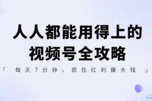 人人都能用得上的视频号全攻略：每天7分钟，抓住红利赚大钱
