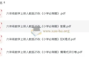 2025年秋季1 – 6年级人教版小学数学《小学必刷题》