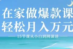 15节课：从小白到爆款网课讲师，0基础在家轻松月入万元