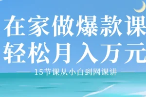 15节课：从小白到爆款网课讲师，0基础在家轻松月入万元
