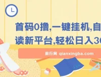 首码0撸：一键挂机自动阅读新平台，上班族学生党宝妈碎片化赚钱项目