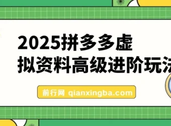 2025拼多多虚拟资料高级进阶玩法：小白保姆级教程