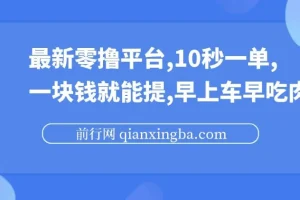 最新零撸项目平台：10秒一单，一元起提，抢占先机