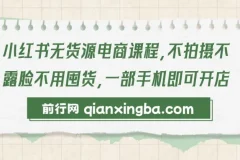小红书无货源电商实战课程，零拍摄零露脸，一部手机轻松开店