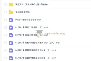 2026高中化学高一寒假班 李政 非人教版 同步更新