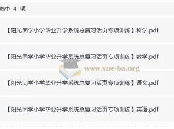 阳光同学小升初总复习活页专项训练（语文数学英语科学四科合辑）