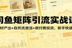 闲鱼矩阵引流实战课：AI素材产出+自然流激活+微付费投流，新手快速获客