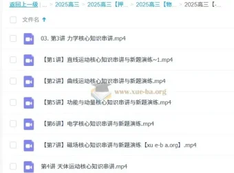 于冲2025高三高考物理押题课：核心知识串讲与新题演练