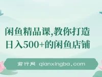 闲鱼精品课：从零到日入500+的店铺运营全攻略，实操详解一看就会