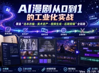 AI漫剧从0到1工业化实战课程：选本改编、美术资产、视频生成、后期剪辑全链路系统教学