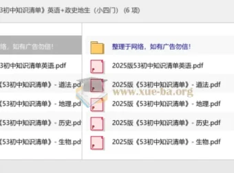 2025版53初中知识清单全科PDF，英语+政史地生小四门一网打尽