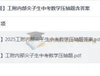 九年级数学冲刺必备：工附内部尖子生中考压轴题精编含答案解析