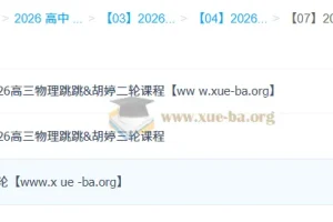 跳跳&胡婷 2026高中高考物理一二三轮全程班 完整课程+讲义+作业解析