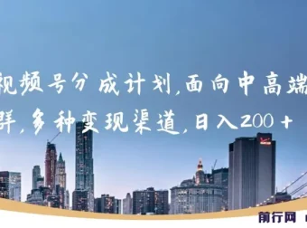视频号分成计划实战教程，中高端人群多渠道路径，日入200+