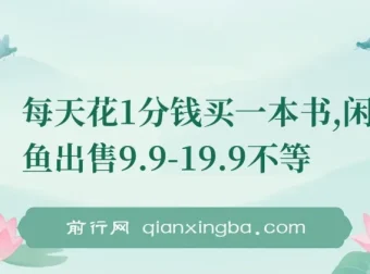 每天1分钱买书，闲鱼转售9.9-19.9元，多账号操作新手也能上手