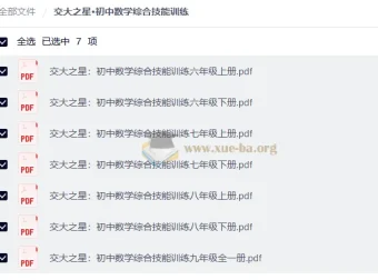 交大之星·初中数学综合技能训练：六至九年级全学段PDF合集