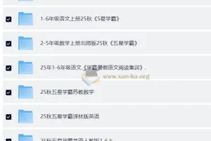 2025秋小学全科《学霸》系列复习资料合集，1-6年级语数英暑假提优必备