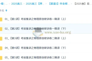 宋雨晴2025高三高考物理密训班 考前冲刺原创押题卷精讲