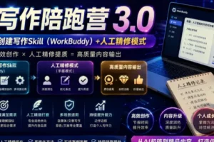 AI写作陪跑营3.0：Workbuddy智能体+人工手搓，彻底告别AI味