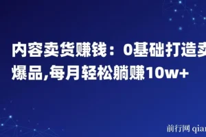 内容卖货赚钱：0基础打造爆品，每月轻松躺赚10w+