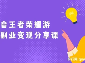 抖音王者荣耀游戏变现副业项目，视频版一条龙实操玩法分享