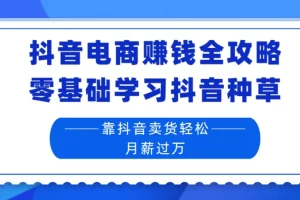 抖音电商赚钱全攻略：零基础学抖音种草与直播卖货实战课