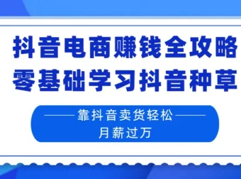 抖音电商赚钱全攻略：零基础学抖音种草与直播卖货实战课