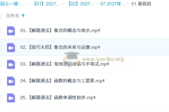 2027高中高一数学 王子悦 一轮S暑假班 课程资源