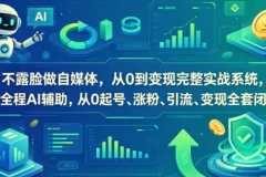 不露脸做自媒体从0到变现实战课，AI辅助起号涨粉引流变现全闭环
