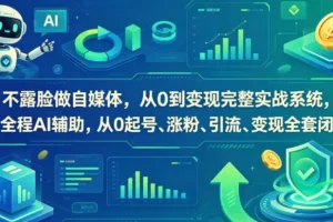 不露脸做自媒体从0到变现实战课，AI辅助起号涨粉引流变现全闭环