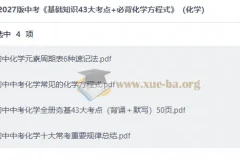 2027版中考化学《基础知识43大考点+必背化学方程式》复习资料