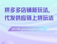 拼多多店铺代发供应链上拼玩法，新手开店全流程实操课程