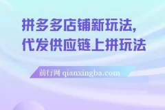 拼多多店铺代发供应链上拼玩法，新手开店全流程实操课程