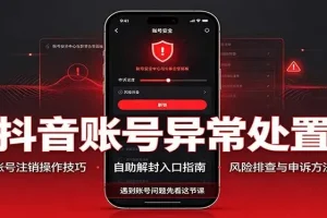 抖音账号异常处置 注销操作技巧与自助解封入口