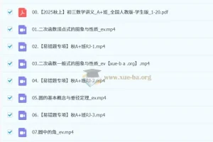 徐丝雨 2025-2026初三数学中考秋上A+班 课程资源