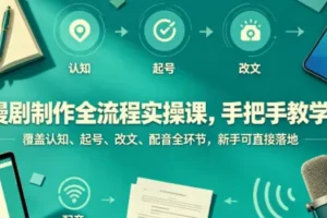 海哥漫剧制作全流程实操课，12节手把手教学，从起号到配音新手可直接落地