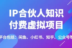 IP合伙人知识付费虚拟项目 全平台引流变现实战课程