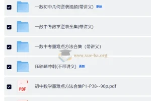 一数初中数学资料合集 中考逆袭必备视频讲义