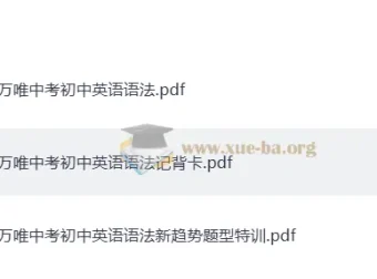 2025万唯中考初中英语语法（789适用）PDF合集