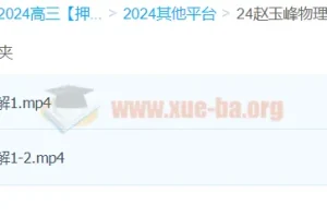 赵玉峰物理 2024高三高考物理押题课 考前冲刺提分