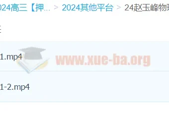 赵玉峰物理 2024高三高考物理押题课 考前冲刺提分