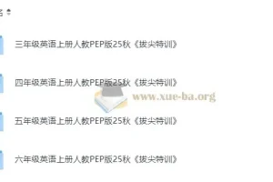2025秋 3-6年级小学英语上册人教PEP版《拔尖特训》全套资源