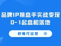 秒懂代运营：品牌IP操盘手实战变现0-1起盘与落地全攻略