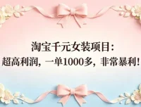 淘宝千元女装项目实操课，小众蓝海赛道全流程拆解