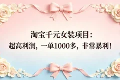 淘宝千元女装项目实操课，小众蓝海赛道全流程拆解